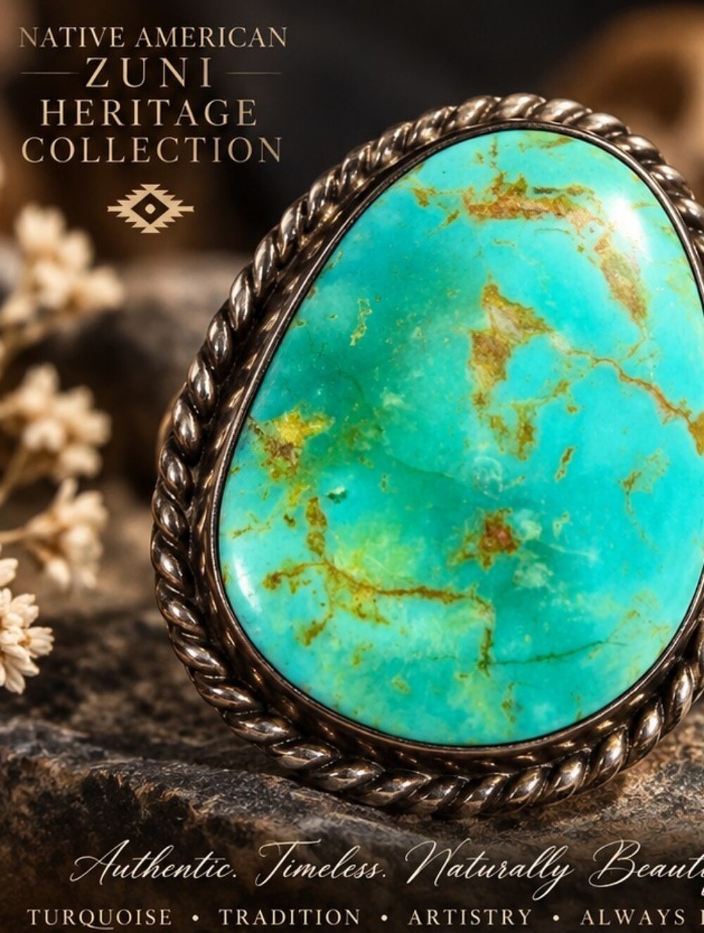 Vintage Native American Royston Turquoise Sterling Silver Ring 925